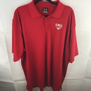 Under Armor SMU Red Polo XXL 2XL Mustangs NCAA